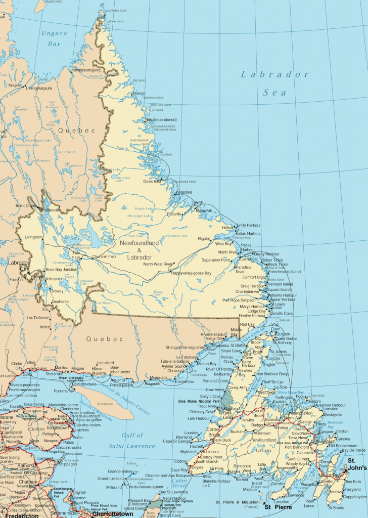 Newfoundland And Labrador Road Map pertaining to Printable Map Of Newfoundland
