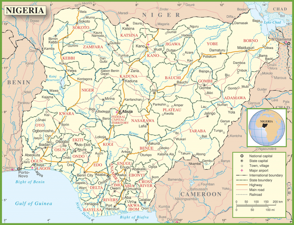 Nigeria Political Map for Printable Map Of Nigeria