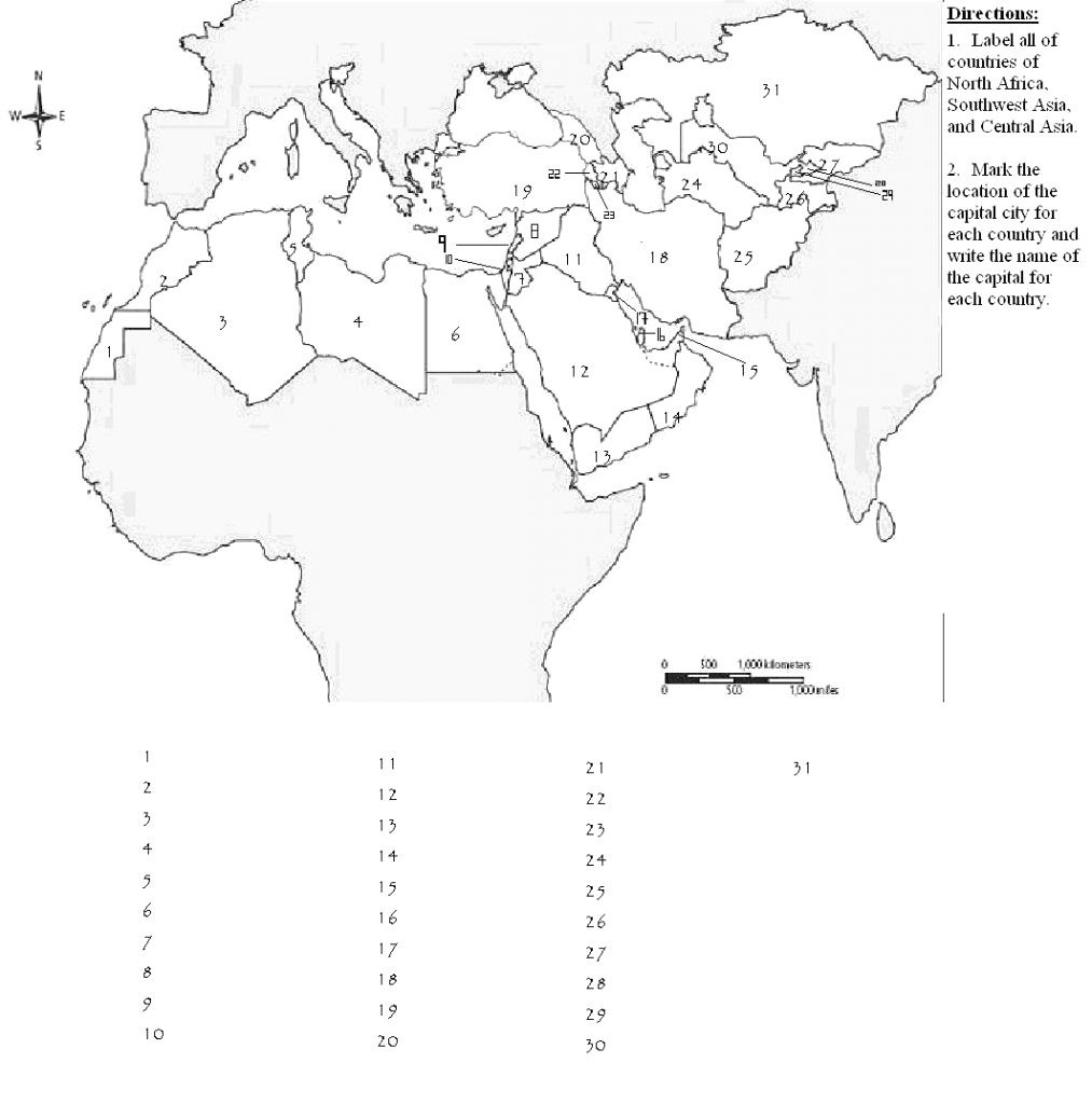 North Africa And Southwest Asia Map Quiz Central Quia 12 13 Fine with Africa Map Quiz Printable