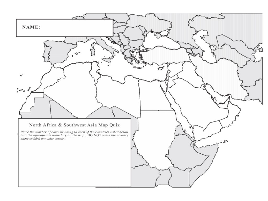 North Africa And Southwest Asia Map Quiz Tagmap Me Throughout Blank with Africa Map Quiz Printable