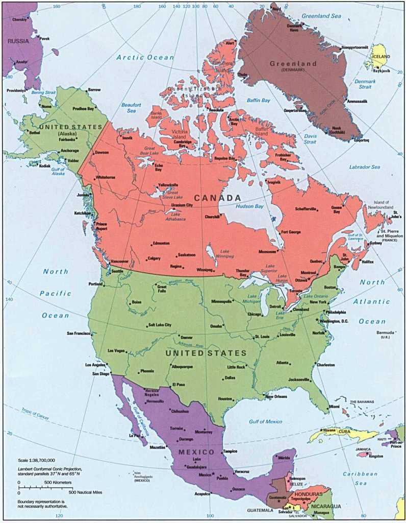 North America Political Map, North America Atlas intended for North America Political Map Printable