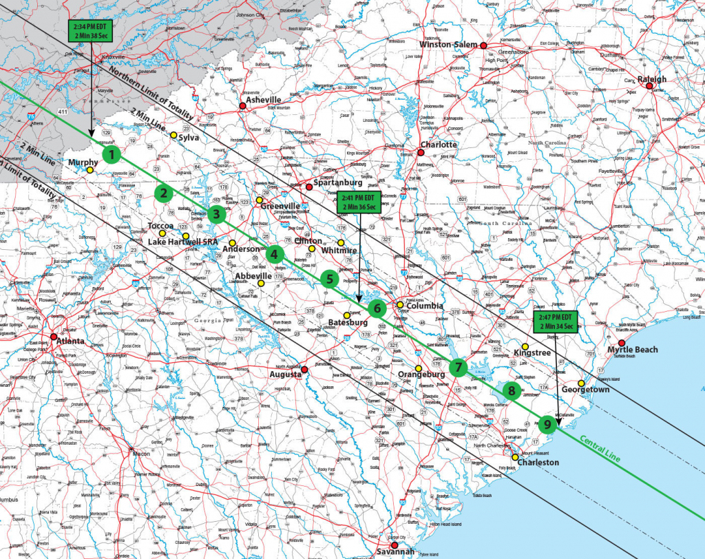 North Carolina, Georgia, And South Carolina Zone Map - Scopedawg pertaining to Printable Eclipse Map