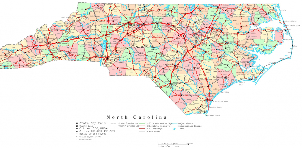 North Carolina Printable Map regarding Printable Nc County Map