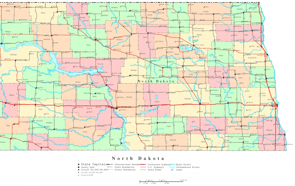 North Dakota Printable Map intended for South Dakota County Map Printable