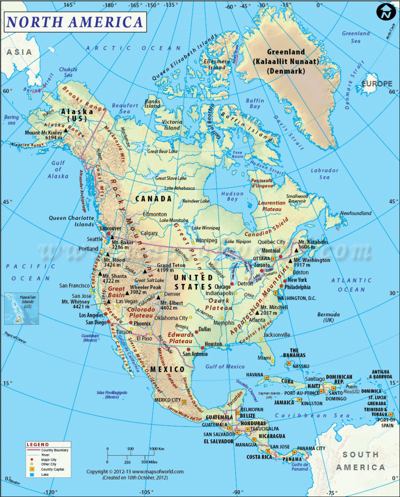 Northamerica #map Includes #canada #unitedstates, Two Of The Largest pertaining to Printable Physical Map Of North America