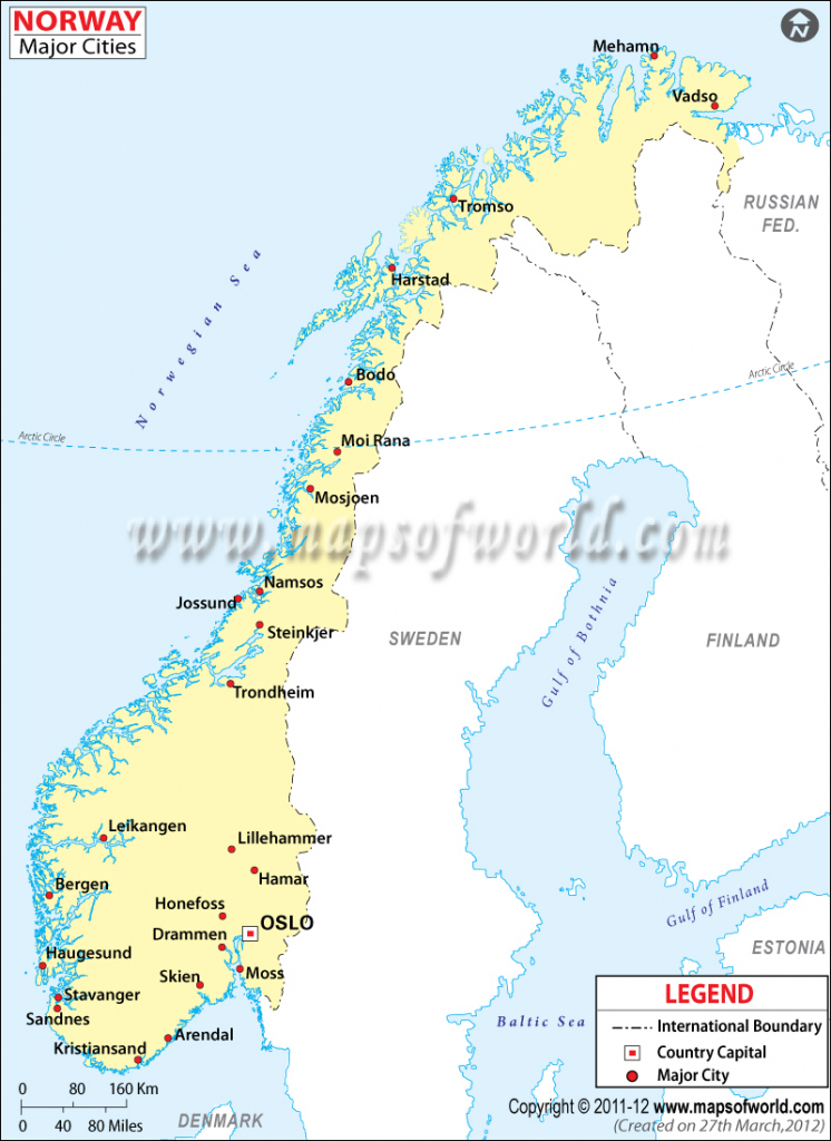 Norway Cities Map, Major Cities In Norway intended for Printable Map Of Norway With Cities