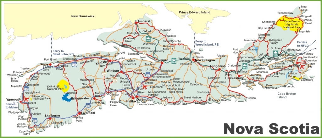 Nova Scotia Road Map intended for Printable Map Of Nova Scotia