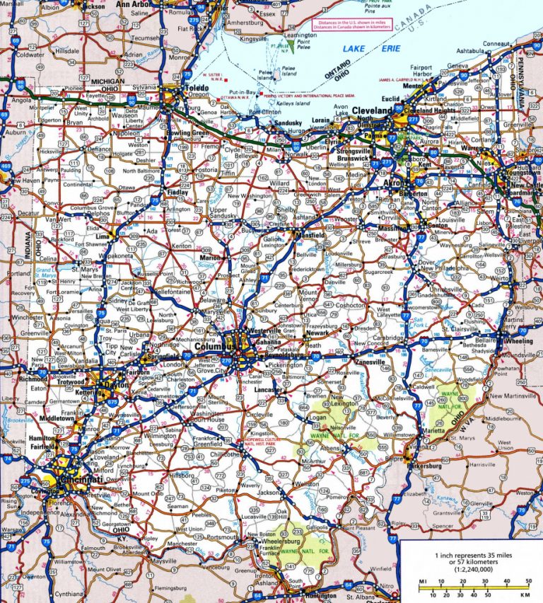 Ohio Road Map Regarding Ohio State Map Printable Printable Maps 1180