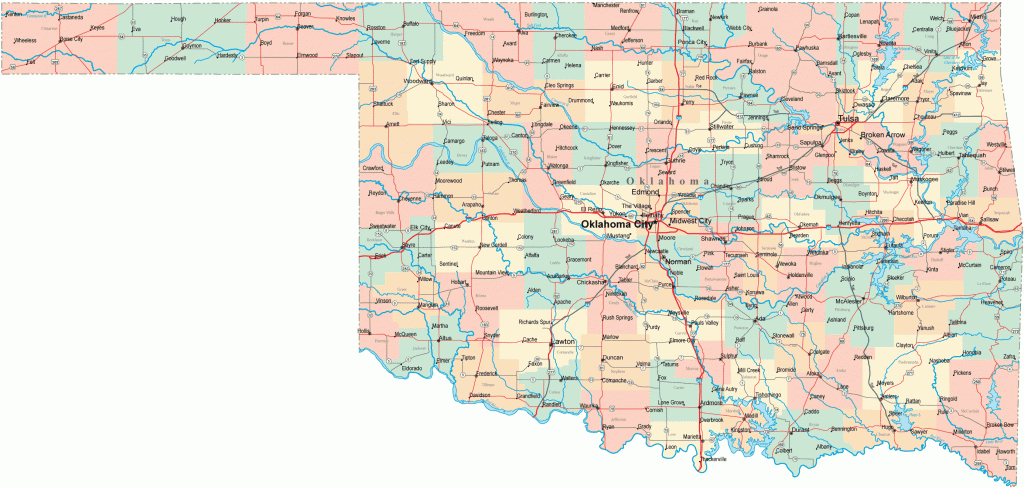 Oklahoma Road Map - Ok Road Map - Oklahoma Highway Map intended for Printable Map Of Oklahoma
