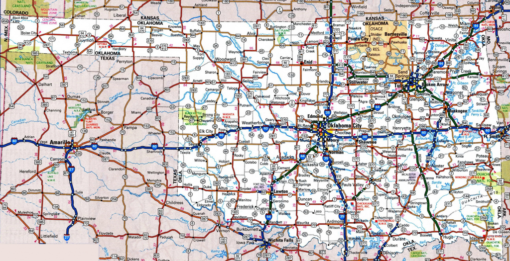Oklahoma Road Map throughout Oklahoma State Map Printable