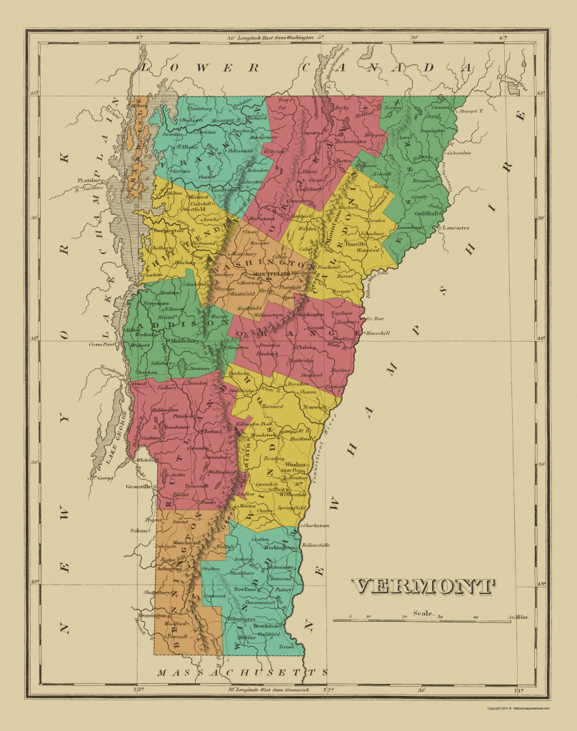 Old State Map - Vermont - Finley 1831 pertaining to Printable Map Of Vermont