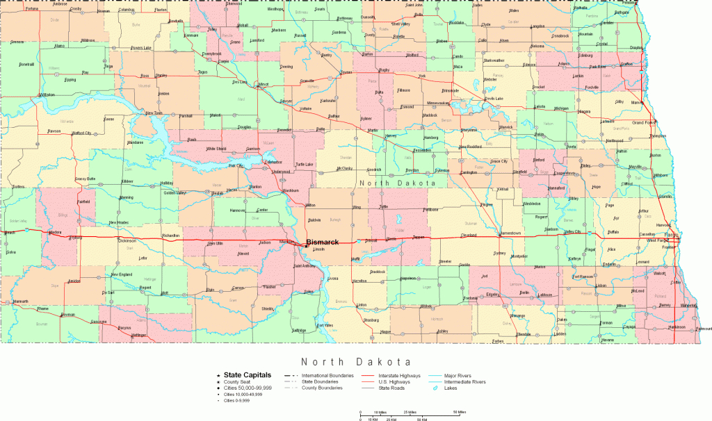 Online Map Of North Dakota Large throughout Printable Map Of North Dakota