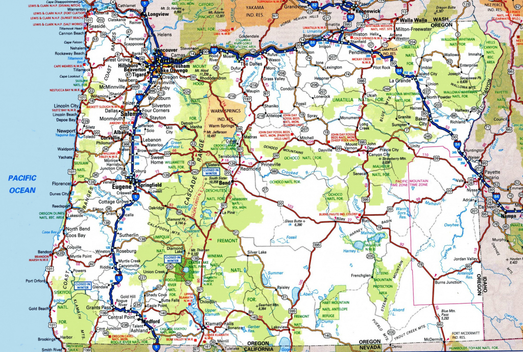 Oregon Road Map within Washington State Road Map Printable
