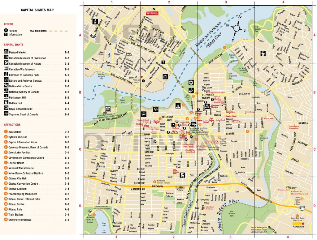 Ottawa Downtown Map for Printable Map Of Downtown Calgary
