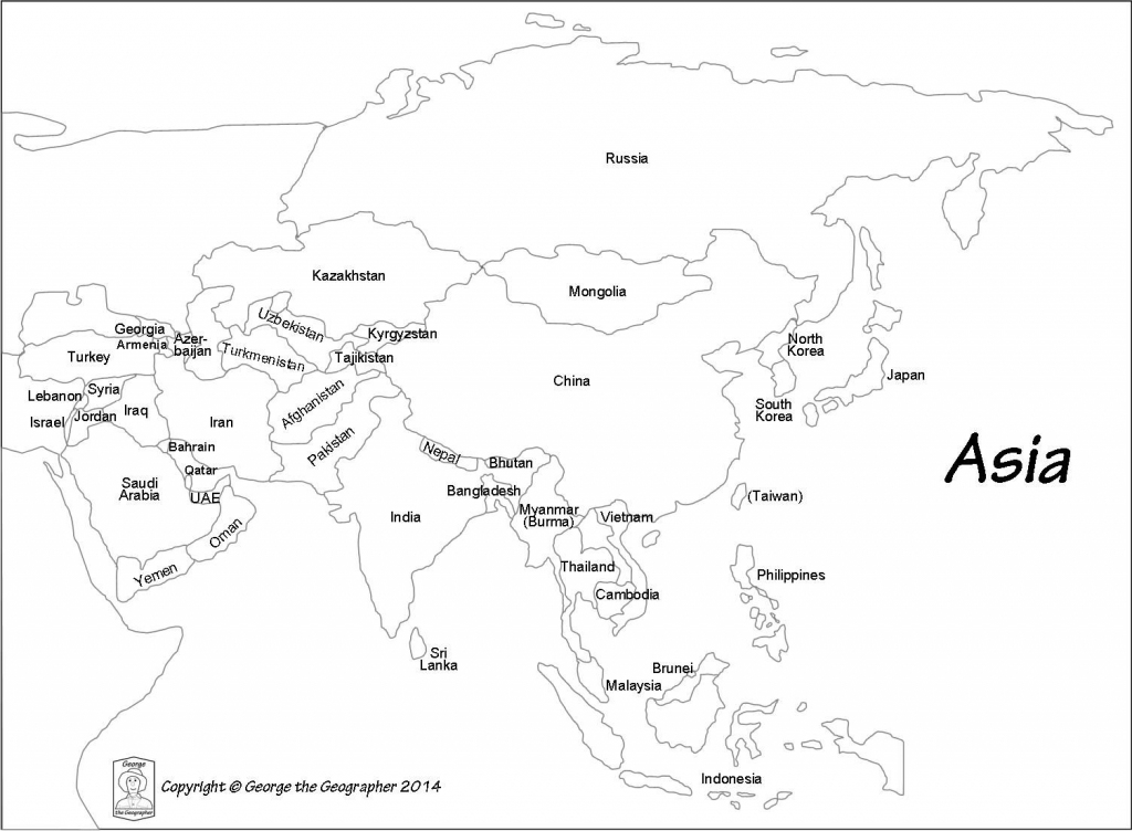 Outline Map Of Asia With Countries Labeled Blank For | Passport Club for Asia Political Map Printable