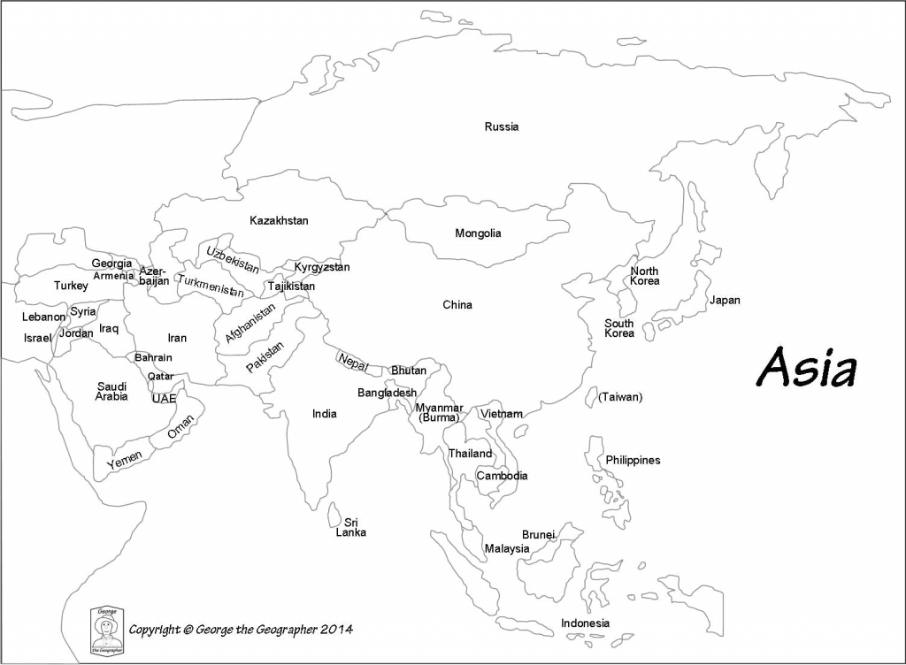 Outline Map Of Asia With Countries Labeled Blank For Passport Club in Asia Outline Map Printable