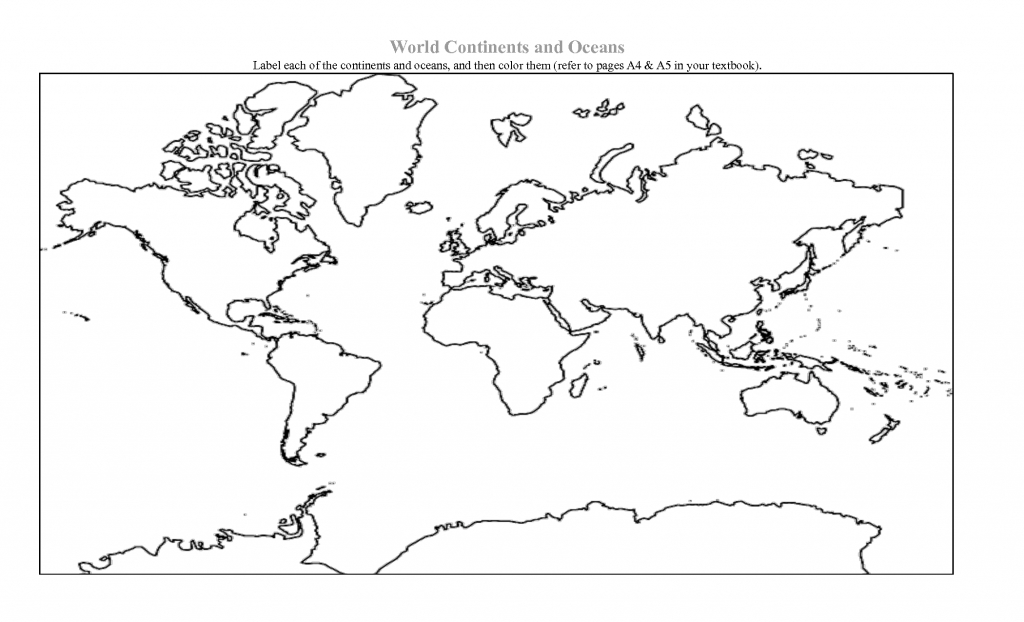 Outline Map Of Continents And Oceans With Printable Map Of The World intended for Blank Map Of The Continents And Oceans Printable