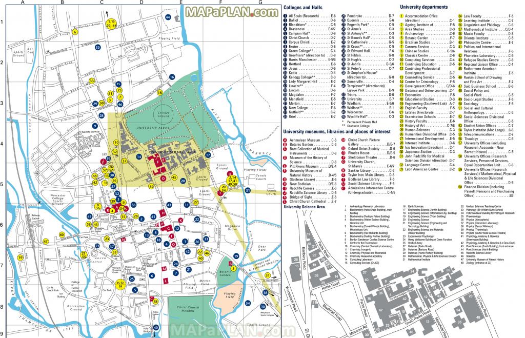Oxford Maps - Top Tourist Attractions - Free, Printable City Street Map within Oxford Tourist Map Printable