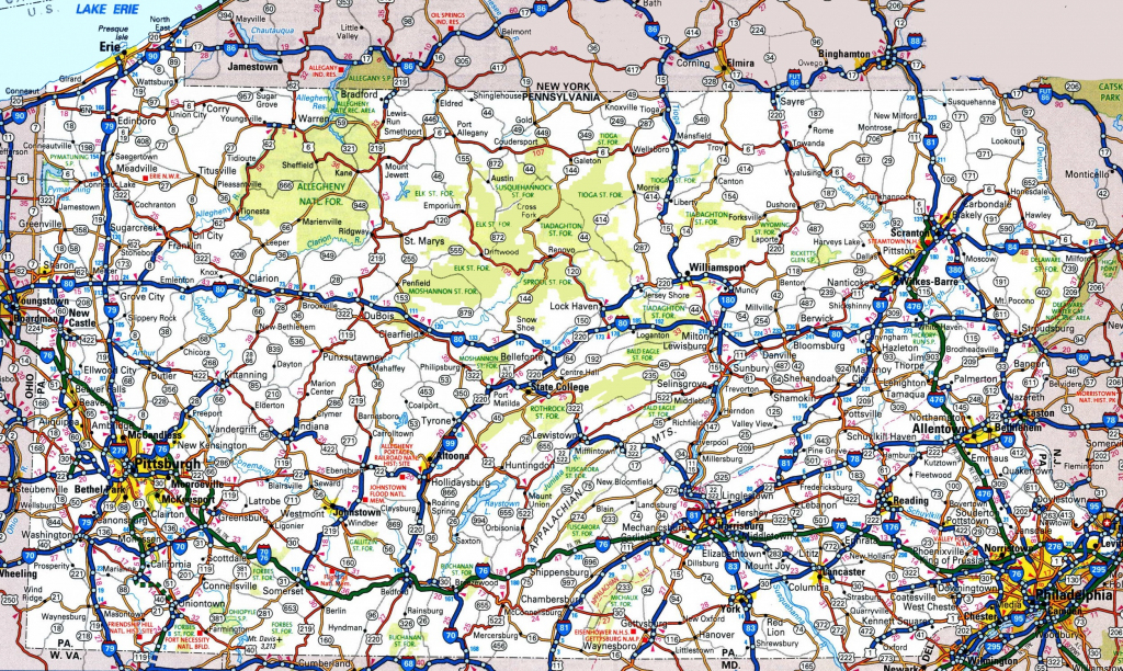 Pennsylvania Road Map inside Printable Map Of Pennsylvania