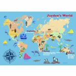 Personalised Child's World Map Printcherry Pete With Printable Map Of Puerto Rico For Kids