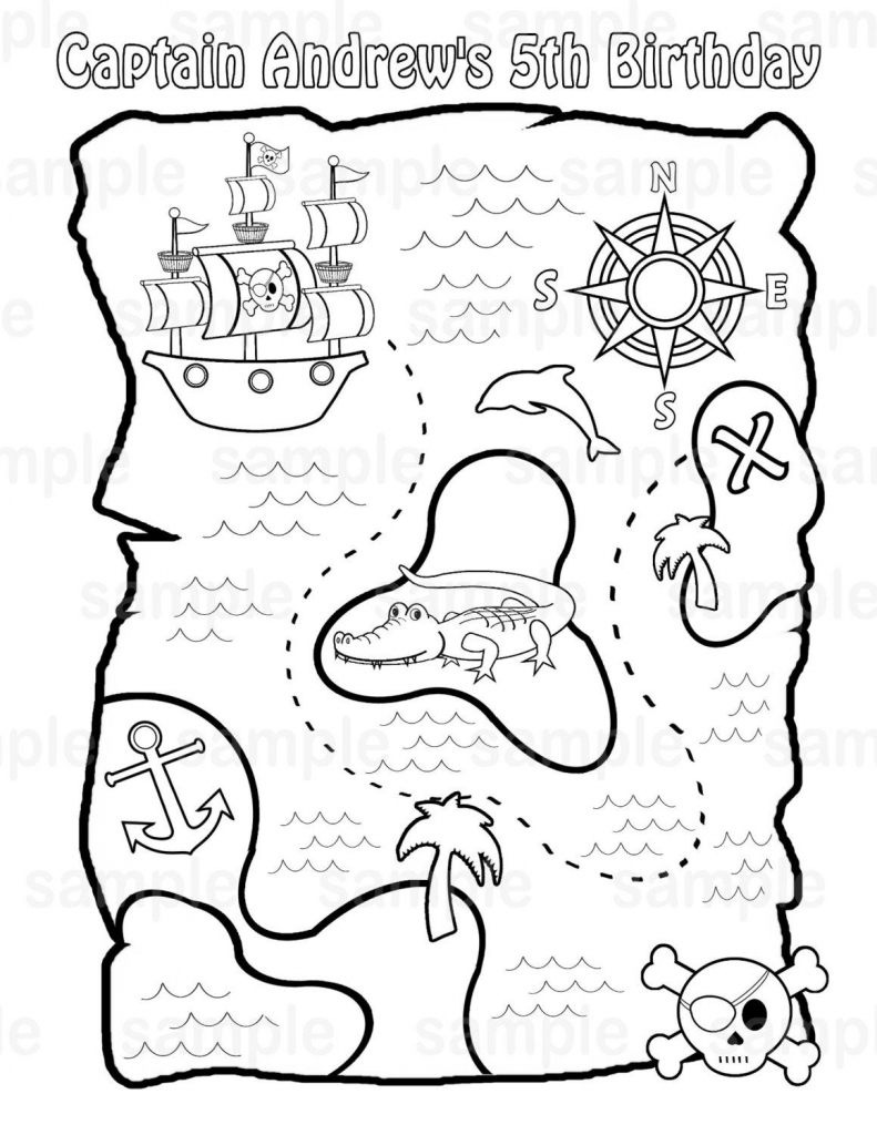 Personalized Printable Pirate Treasure Map Birthday Party Favor intended for Printable Pirate Map