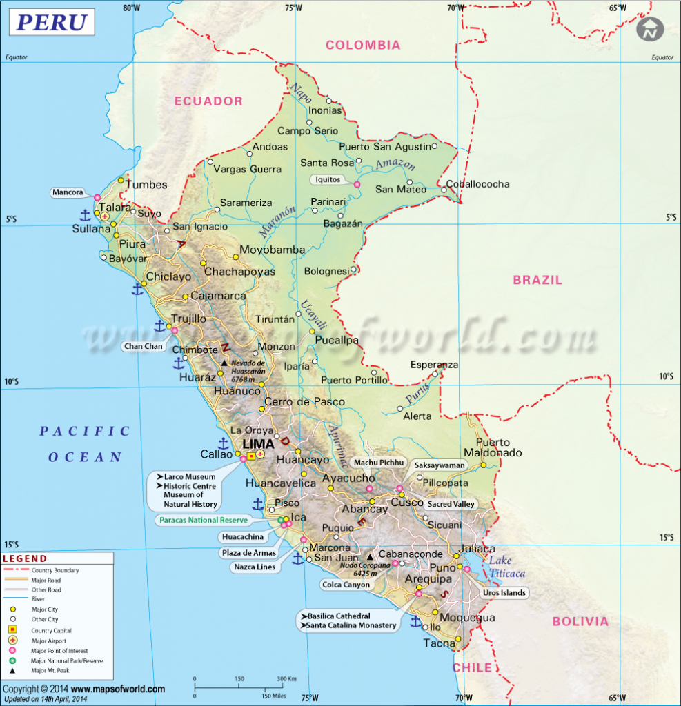 Peru Map, Map Of Peru with Printable Map Of Peru