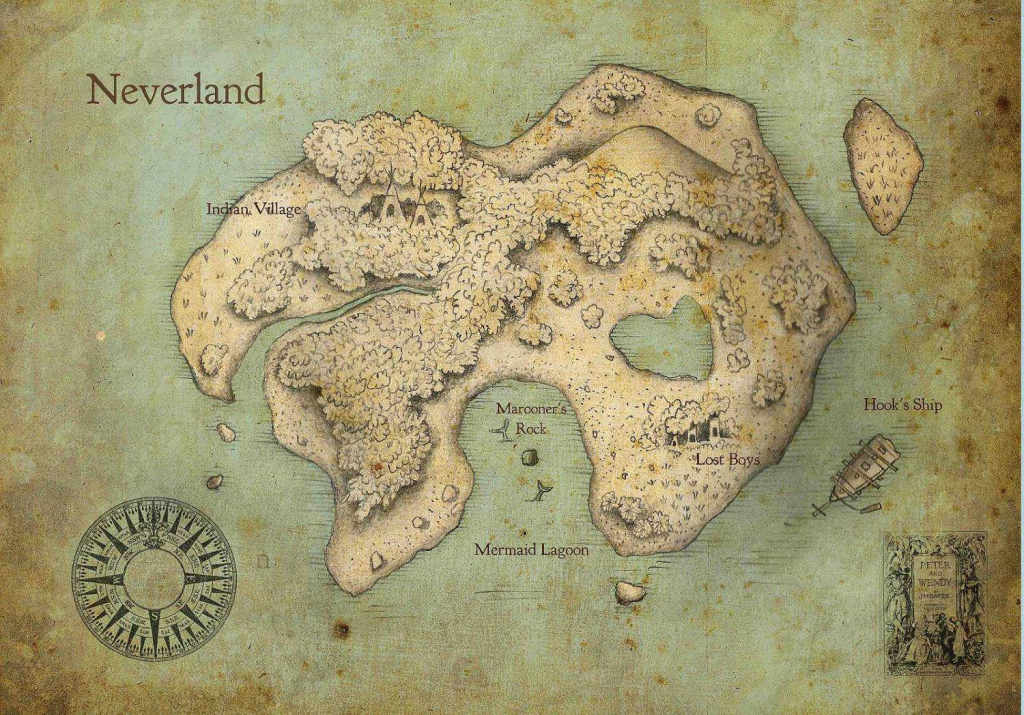 Peter Pan Neverland Map Print For $20.00 -- I Wanna Frame This And in Neverland Map Printable