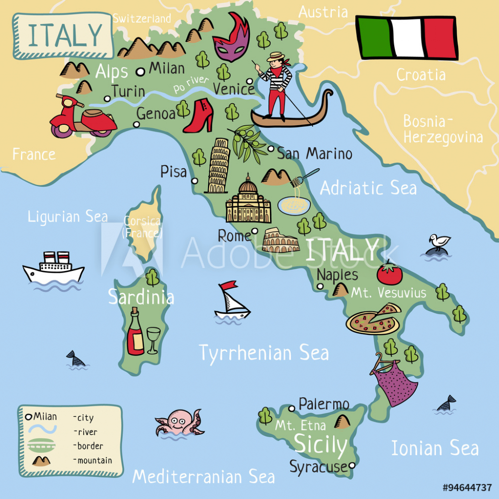 Photo &amp;amp; Art Print Cartoon Vector Map Of Italy For Kids. | Abposters in Printable Map Of Italy For Kids