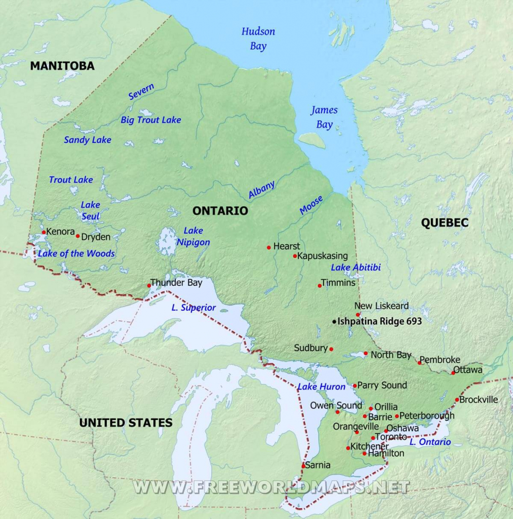 Physical Map Of Ontario for Printable Map Of Ontario