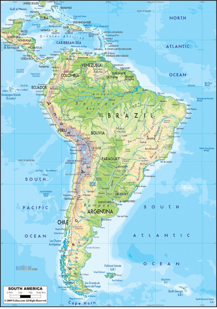 Physical Map Of South America | Science In 2019 | South America Map regarding Printable Physical Map Of North America