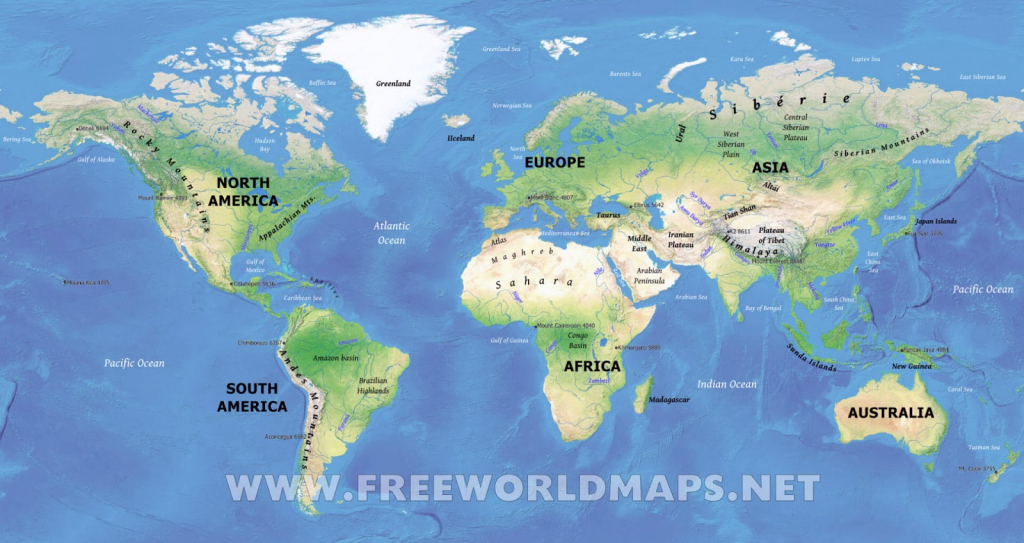 Physical Map Of World | World Physical Map Printable inside World Physical Map Printable