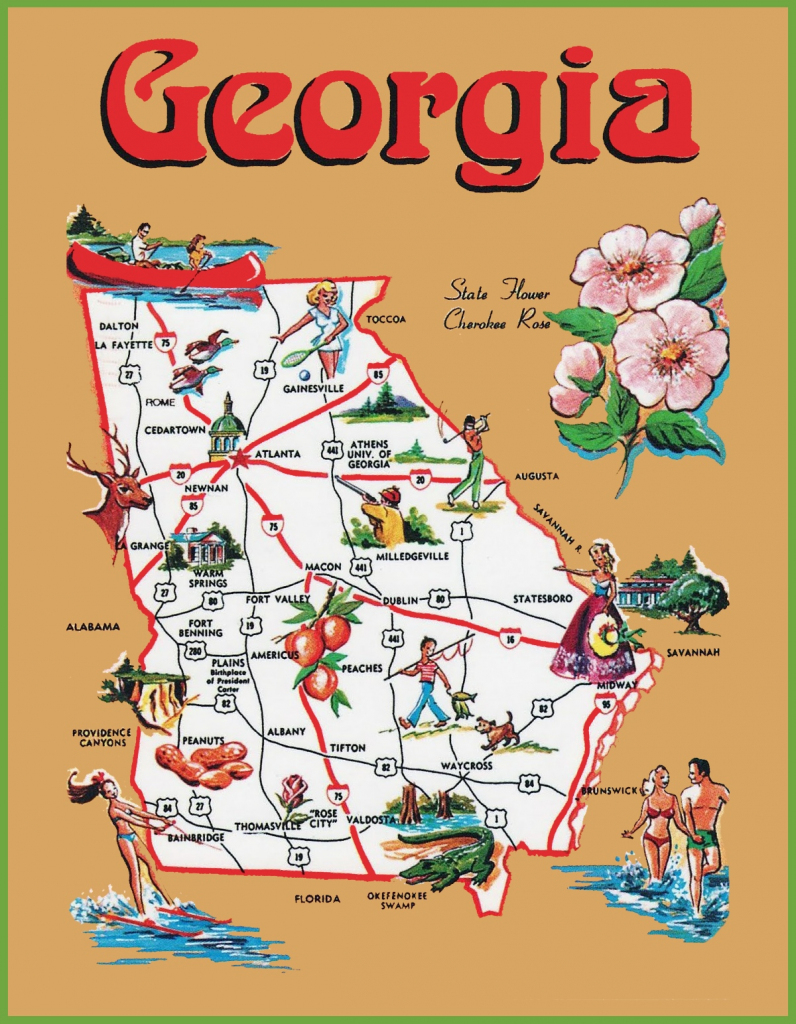 Pictorial Travel Map Of Georgia regarding Printable Map Of Georgia