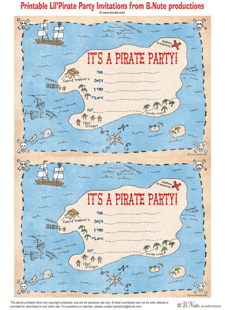 Pintara Hunter On Party Ideas | Pirate Party Invitations, Pirate intended for Maps For Invitations Free Printable