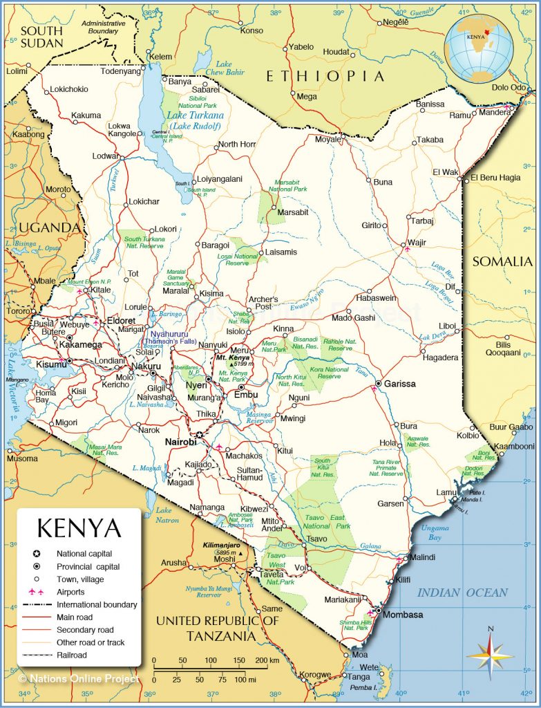 Political Map Of Kenya - Nations Online Project pertaining to Printable ...