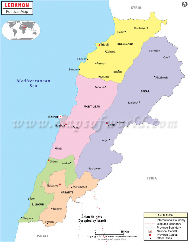 Political Map Of Lebanon | Lebanon Governorates Map for Printable Map Of Lebanon