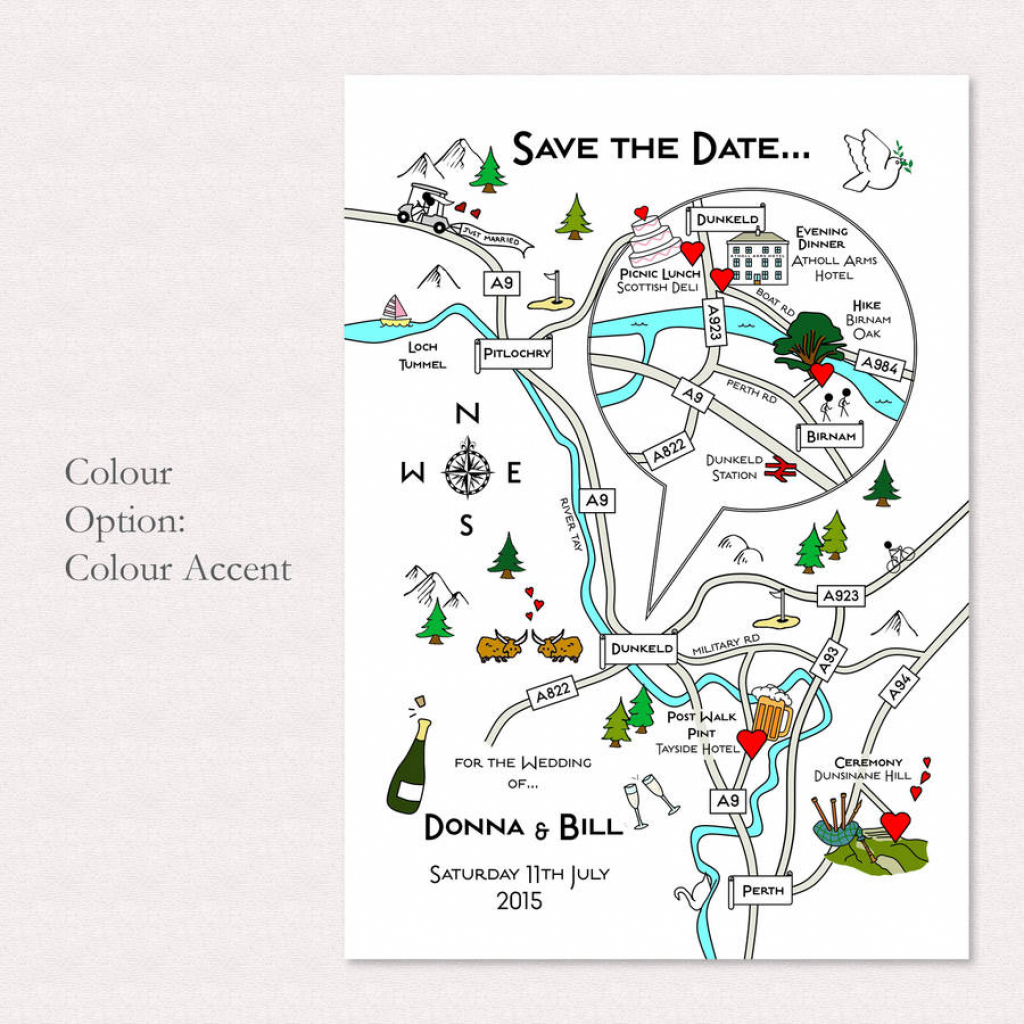 Print Your Own Colour Wedding Or Party Illustrated Mapcute Maps throughout Make A Printable Map