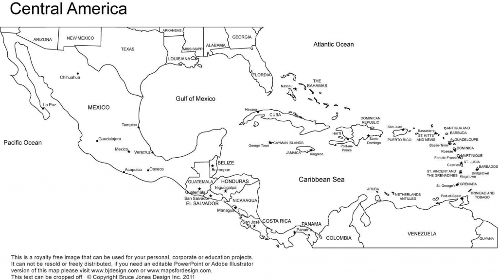 Printable Blank Map Of Central America And The Caribbean With intended for Printable Map Of The Caribbean