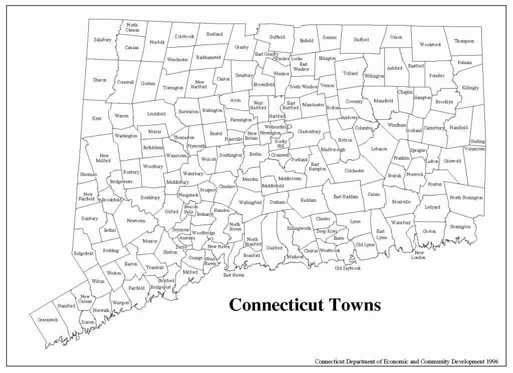 Printable Connecticut Town Map | Connecticut Town Map (Pdf, 44K within Printable Town Maps
