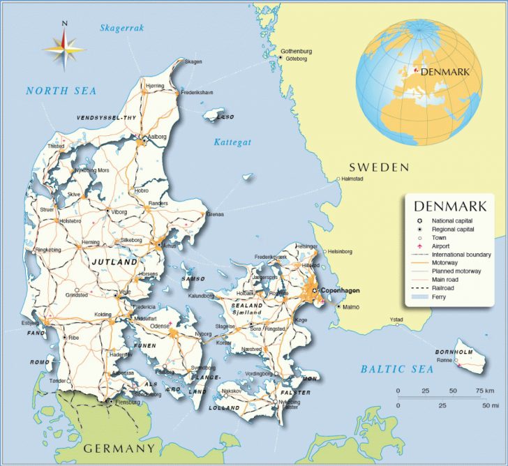 Printable Denmark Map,denmark Map pertaining to Printable Map Of ...