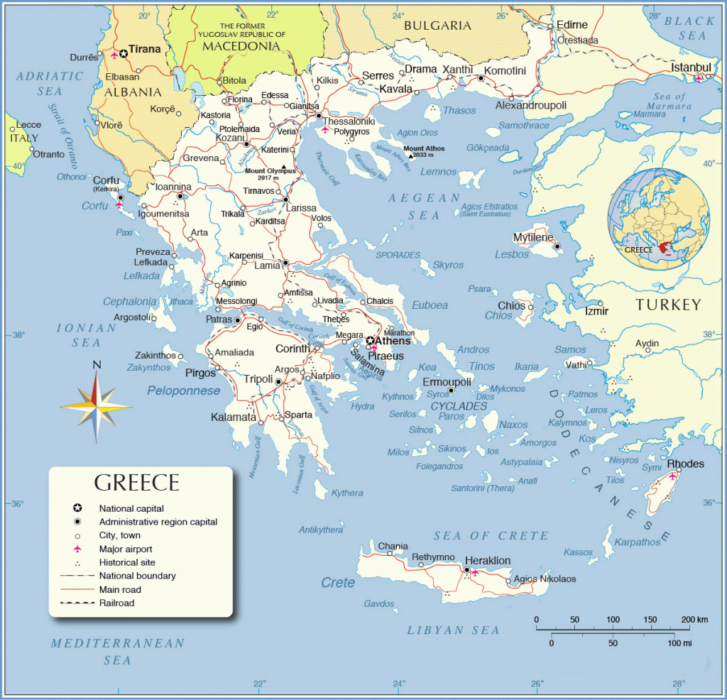 Printable Greece Map, Map Of Greece intended for Printable Map Of Greece