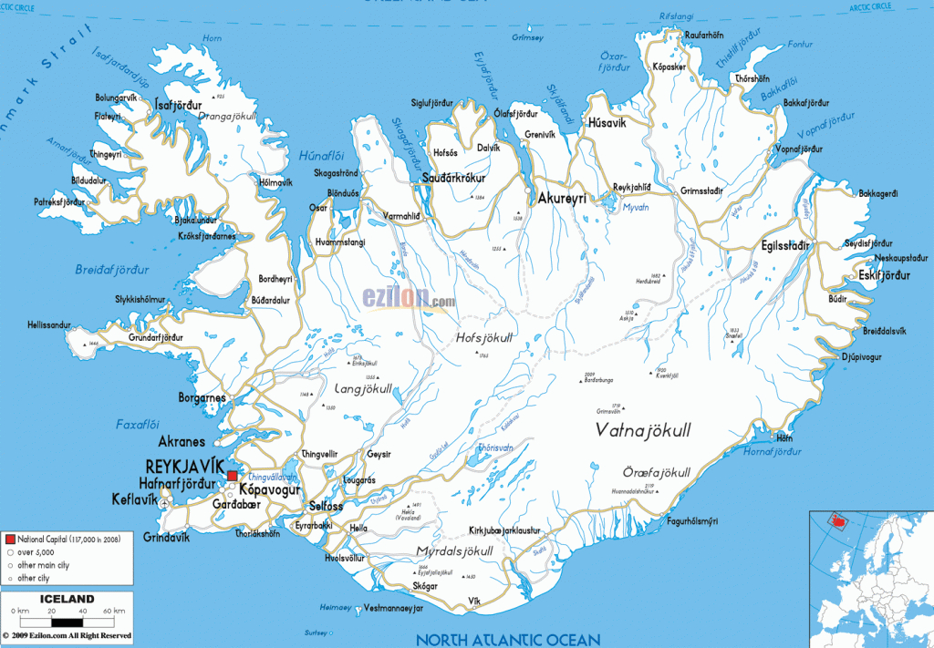 Printable Iceland Road Map,iceland Transport Map, Iceland pertaining to Printable Map Of Iceland