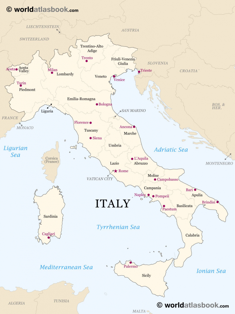 Printable Map Italy | Download Printable Map Of Italy With Regions regarding Printable Map Of Italy