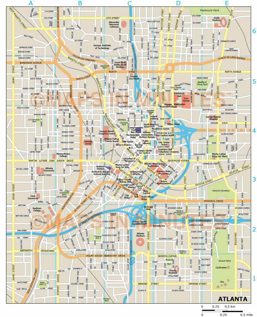 Printable Map Of Atlanta And Travel Information | Download Free for Printable Map Of Atlanta