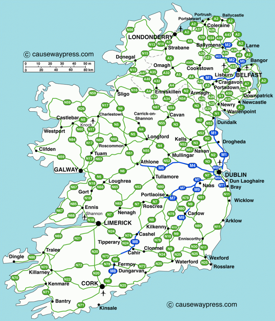 Printable Map Of Ireland And Travel Information | Download Free for Printable Road Map Of Ireland