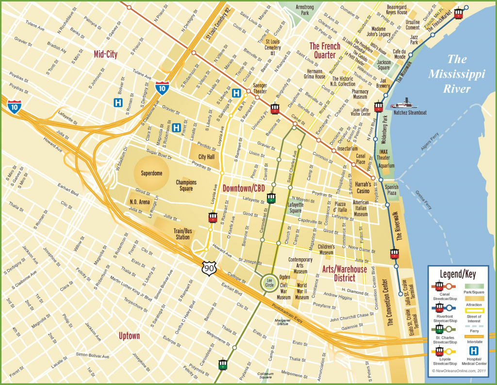 A Downloadable Map Of Downtown New Orleans; Conference Hotel Is within