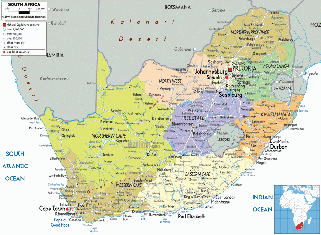 Printable Map Of South Africa And Travel Information | Download Free with Printable Map Of South Africa