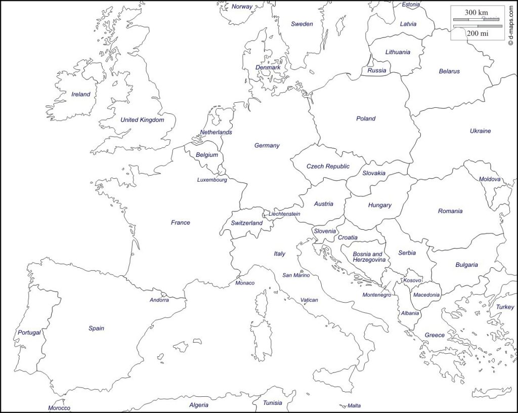 Printable Maps Of Europe Earthwotkstrust For Europe Map Black And