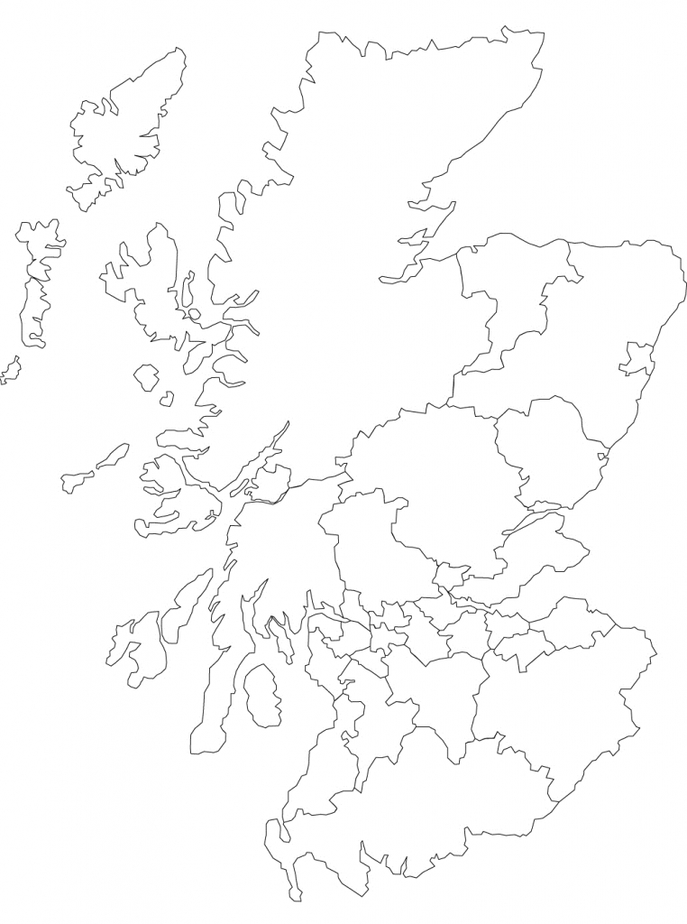 Printable Outline Map Of Scotland And Its Districts. | The Story Of in Blank Map Of Scotland Printable