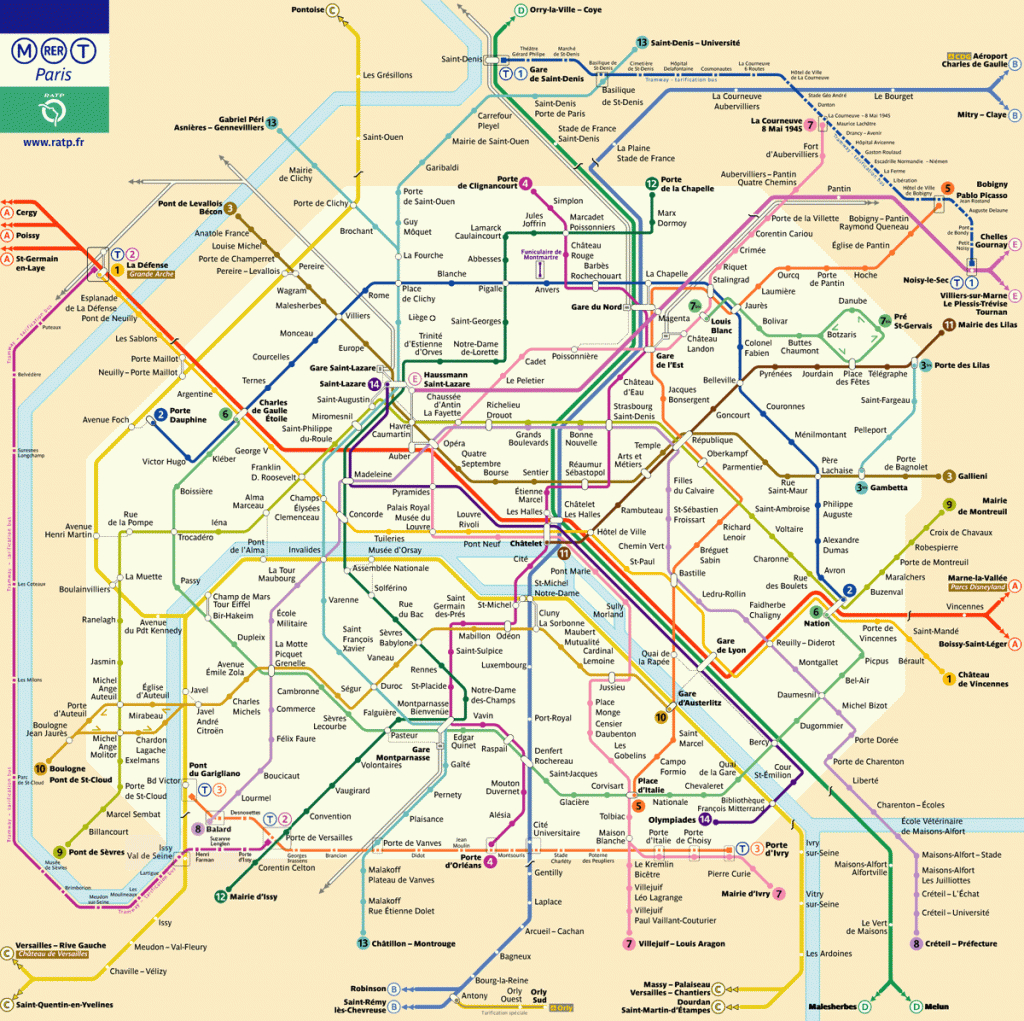Printable Paris Metro Map. Printable Rer Metro Map Pdf. within Printable Paris Metro Map
