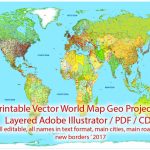 Printable Pdf Vector World Map Colored Political Updated 2017 Editable In World Map With Cities Printable